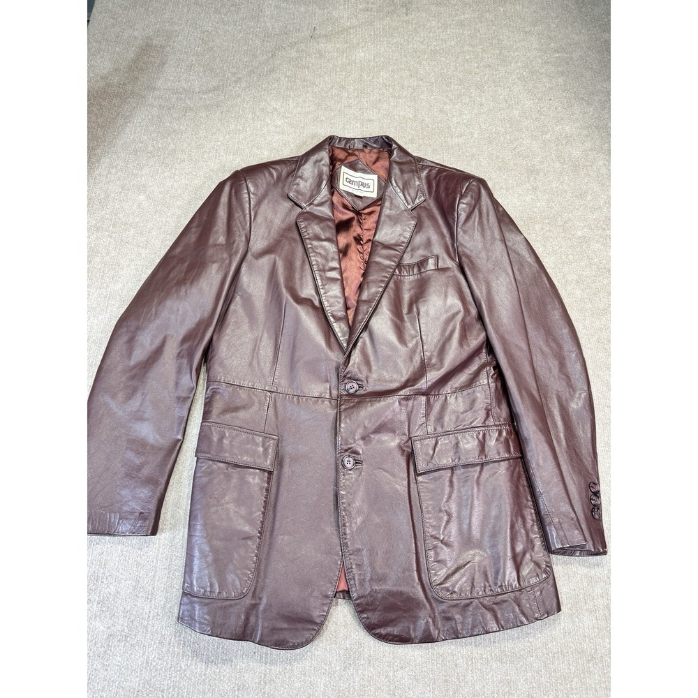 VTG CAMPUS Men's Leather Jacket Blazer Western Rockabilly Size 42L